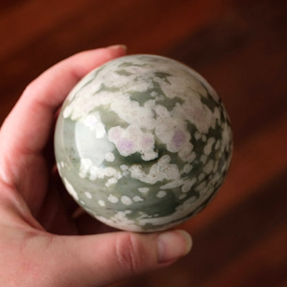 Peace Jade Sphere | Peace Blossom Fluorite Crystal Sphere