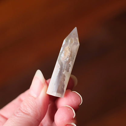Green Flower Agate Point | Flower Agate Crystal Tower