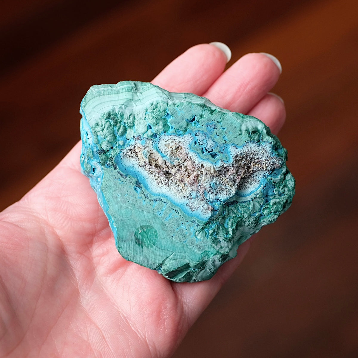 Malachite Chrysocolla Slice | Polished Malachite Crystal Slab