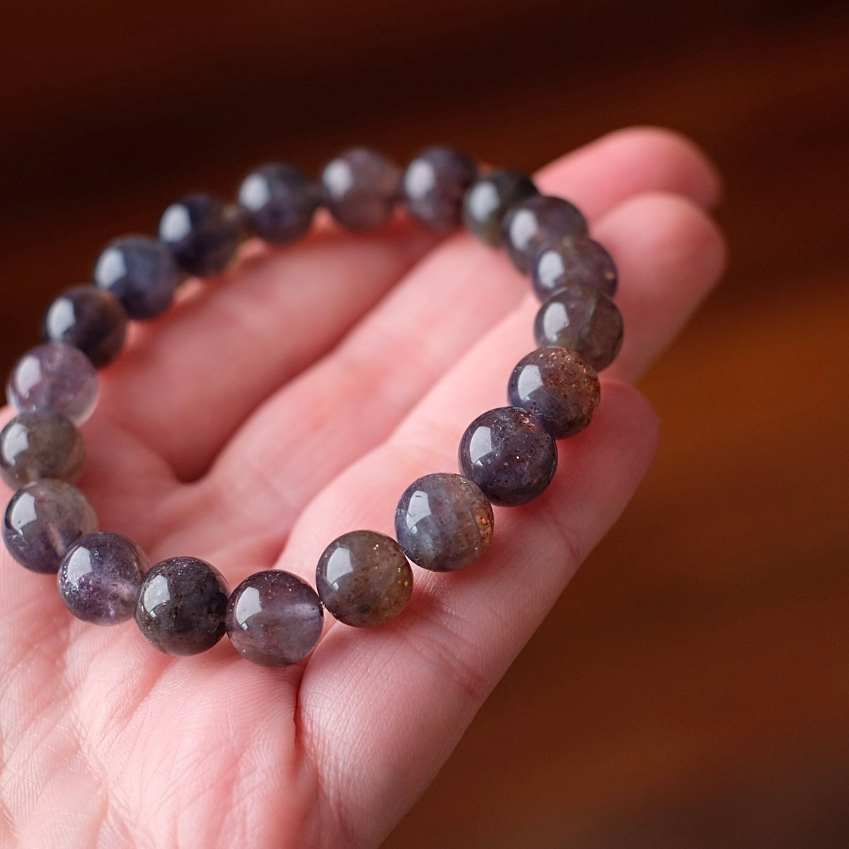 Bloodshot Iolite Bracelet | Gem Iolite Crystal Bracelet