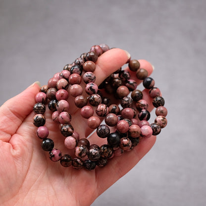 Pink Rhodonite Bracelet | Crystal Stretch Bracelet