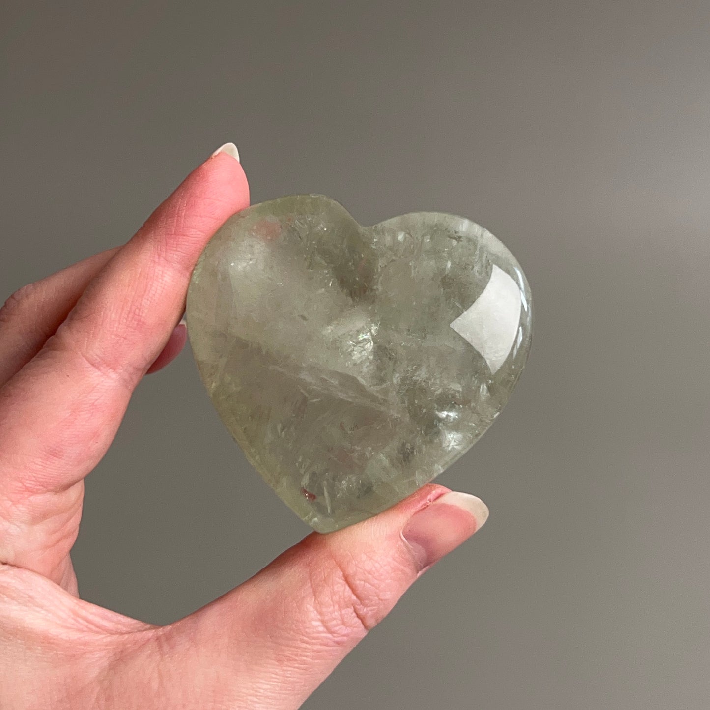 Prasiolite Heart | Prasiolite Green Amethyst Crystal Heart