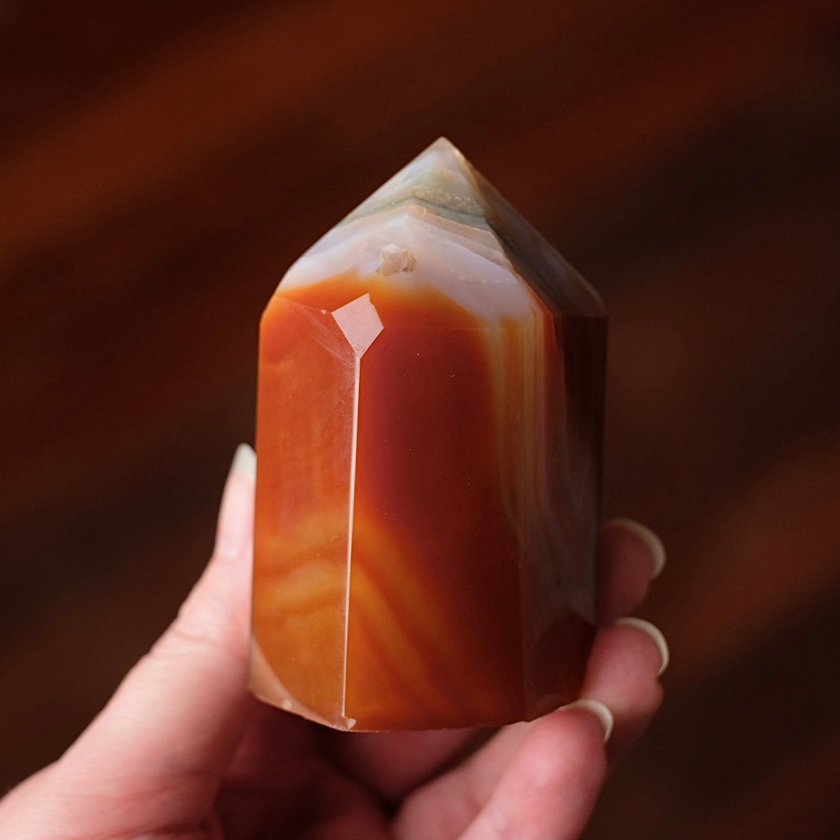 Carnelian Tower | Striped Carnelian Crystal Point