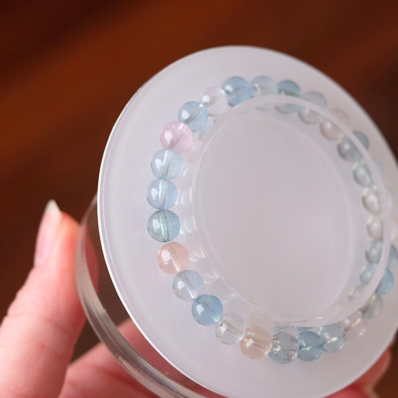 Morganite & Aquamarine Bracelet | Crystal Stretch Bracelet