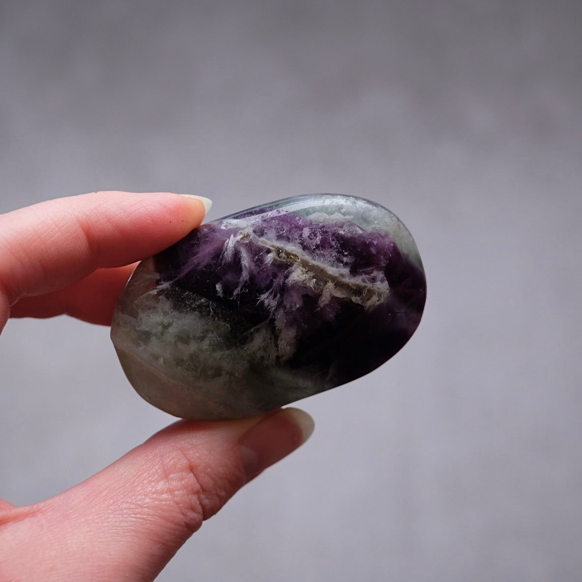 Feather Fluorite Palm | Snowflake Rainbow Fluorite Crystal