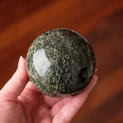Druzy Ocean Jasper Sphere | Green Ocean Jasper Crystal Sphere