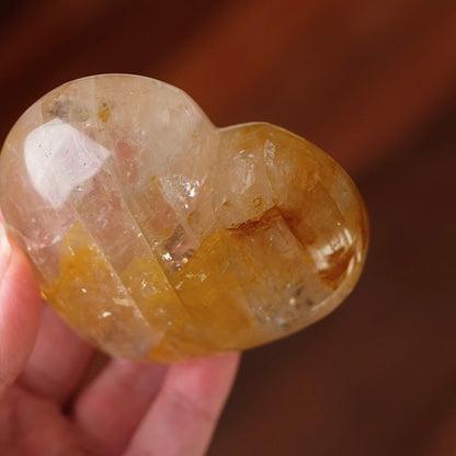 Golden Healer Quartz Heart | Crystal Heart Carving