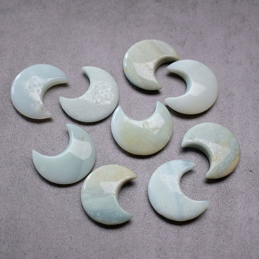 Azumar Moons | Mini Teal Quartz Crystal Moon Carvings
