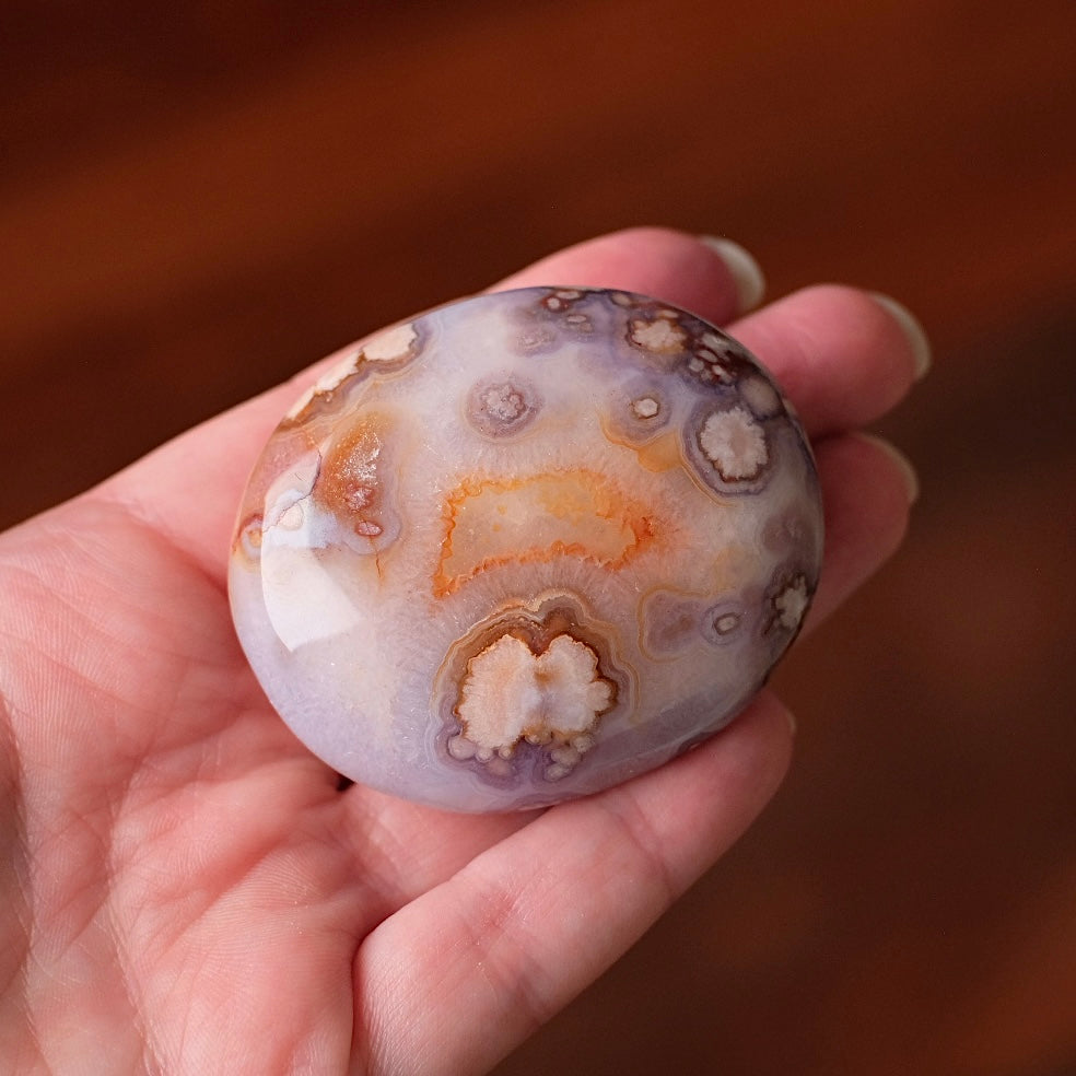 Flower Agate & Quartz Palm | Flower Agate Crystal Palm Stone
