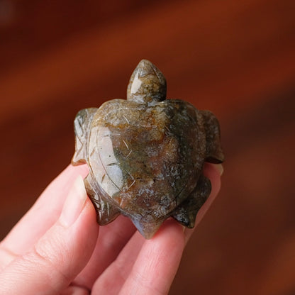 Moss Agate Turtle Carving | Crystal Animal | Crystal Turtle