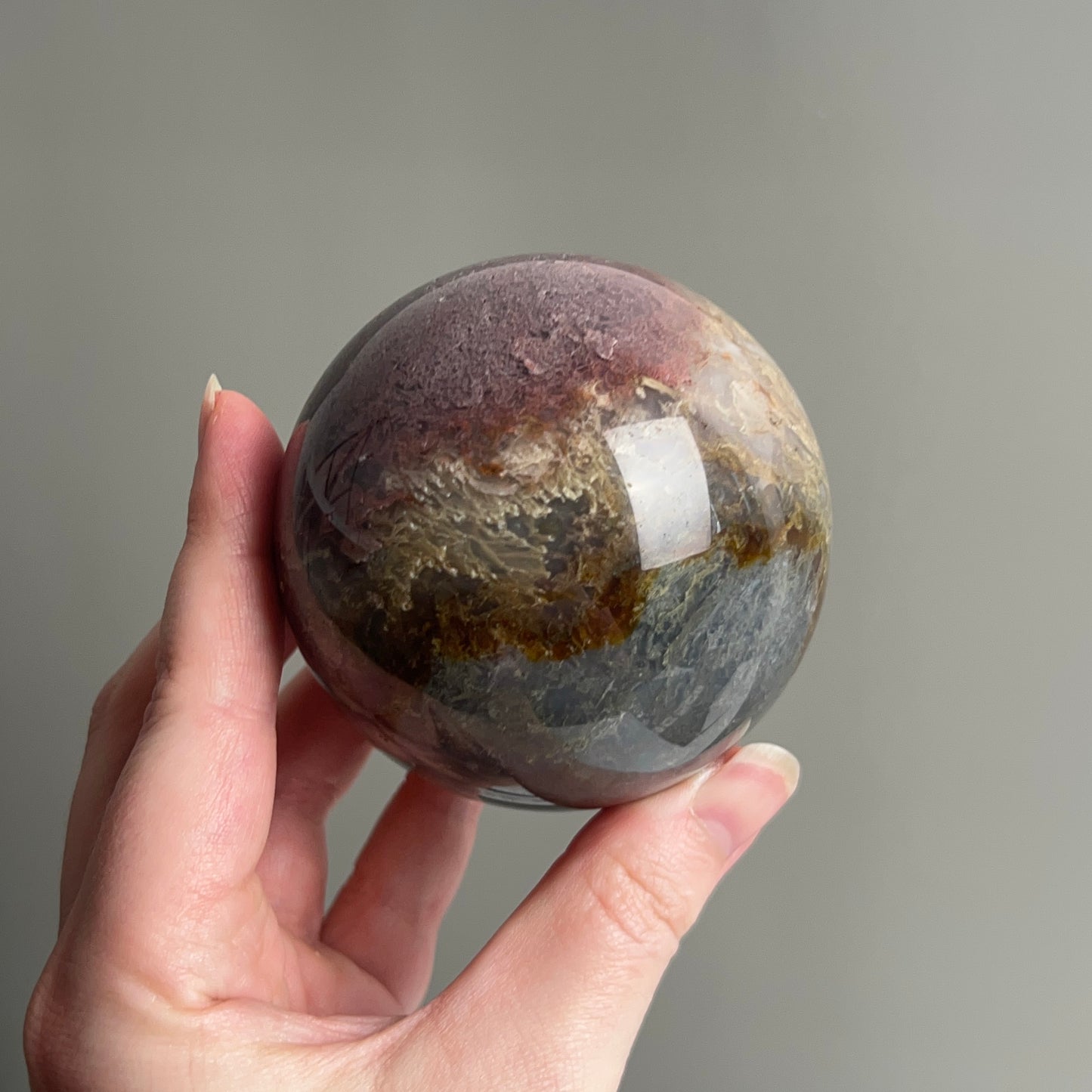 Moss Agate Sphere | Colourful Moss Agate Crystal Sphere