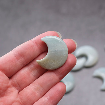Azumar Moons | Mini Teal Quartz Crystal Moon Carvings