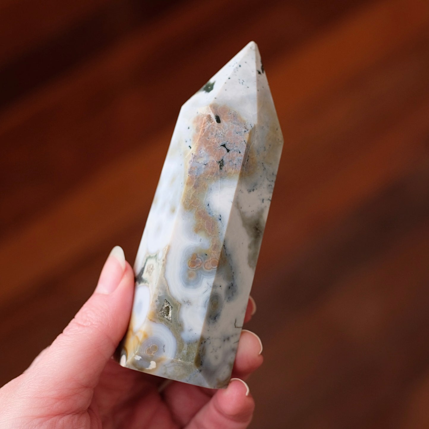 Ocean Jasper Crystal Tower | Orbicular Jasper Point