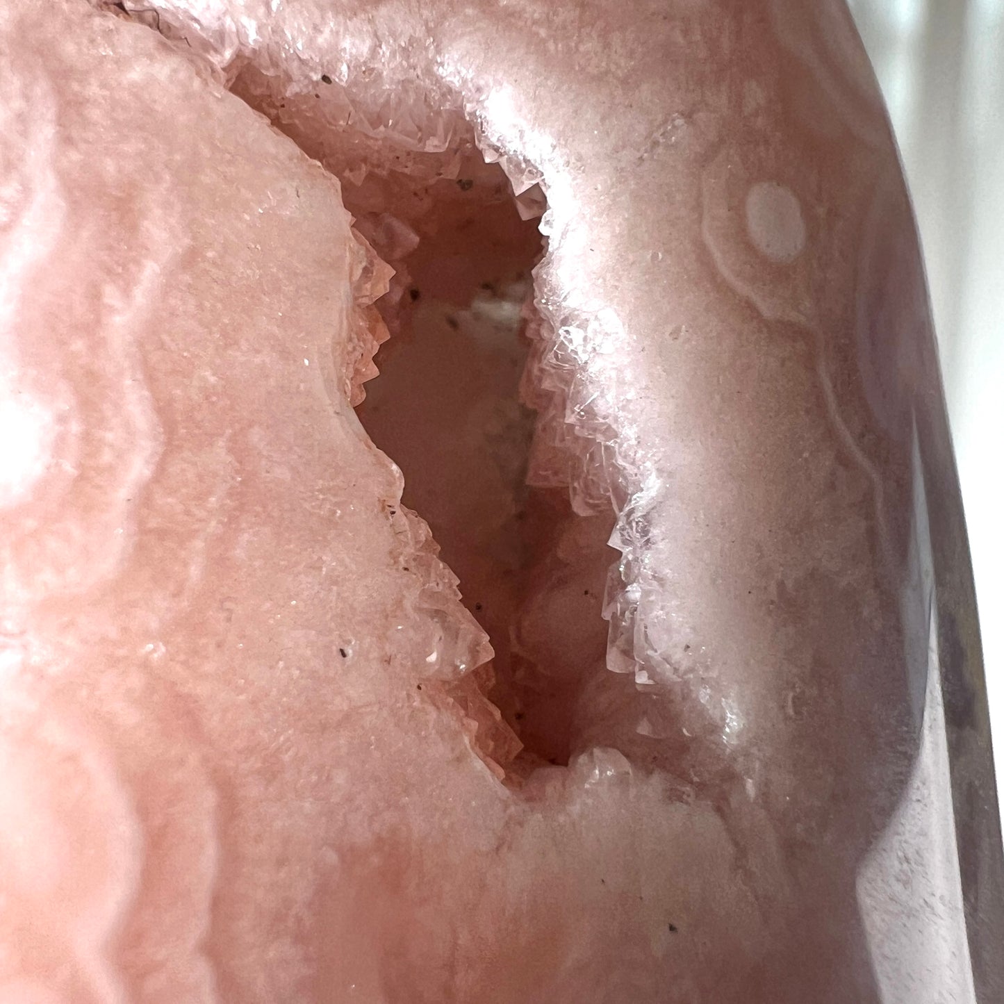 Pink Amethyst + Flower Agate Palm | Pink Amethyst Crystal Palm Stone