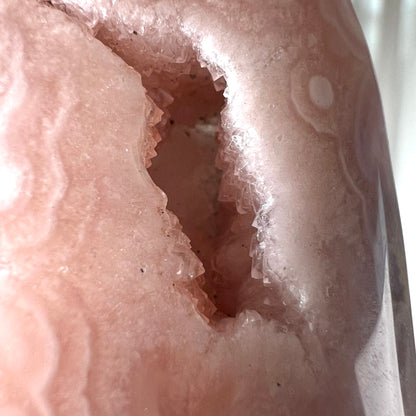 Pink Amethyst + Flower Agate Palm | Pink Amethyst Crystal Palm Stone