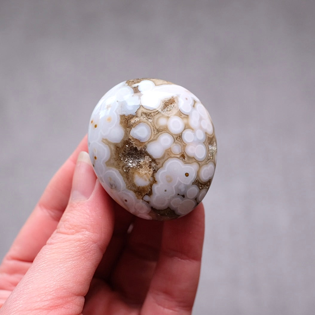 Old Stock Ocean Jasper Palm | Orbicular OJ Crystal Palmstone