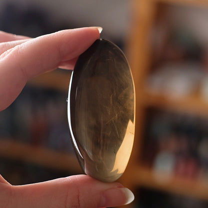 Rare Smokey Citrine Palm with Star Asterism | Crystal Palmstone