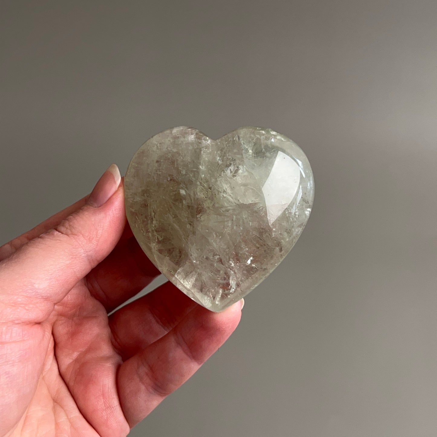 Prasiolite Heart | Prasiolite Green Amethyst Crystal Heart