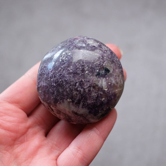 Unicorn Stone Palm | Lepidolite Tourmaline Crystal Palmstone