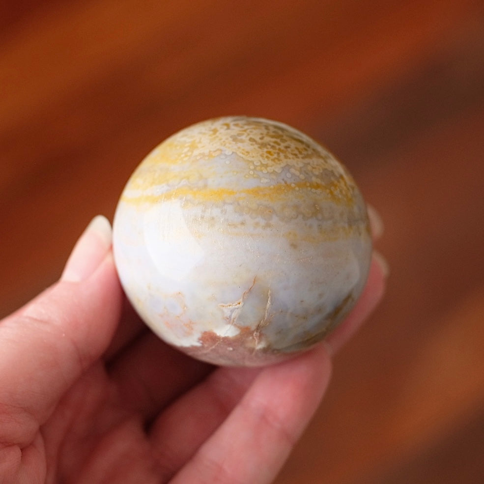 Ocean Jasper Sphere | Yellow Orbicular Jasper Crystal Sphere