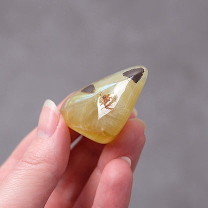 Australian Prehnite Pocket Stone | Yellow Prehnite Tumbled Crystal