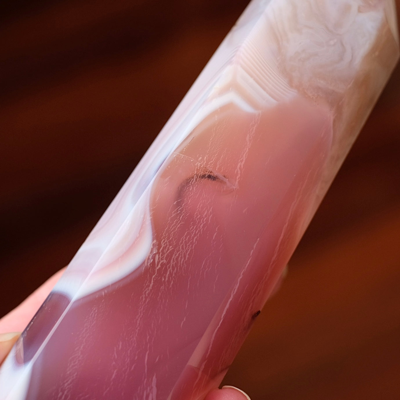 Pink Jelly Agate Point | Pink Agate Crystal Tower