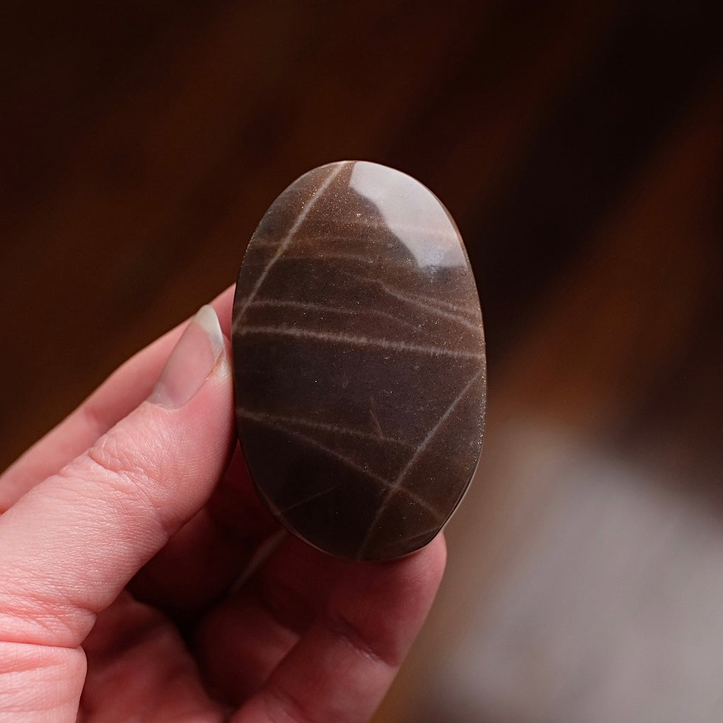 Chocolate Moonstone + Sunstone Palm | Moonstone Crystal Palmstone
