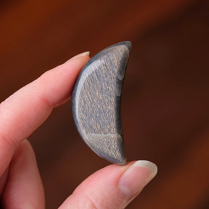 Black Lattice Sunstone Moon | Meteor Sunstone Crystal Moon