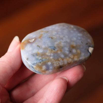 Ocean Jasper Palm | Blue Ocean Jasper Crystal Palmstone