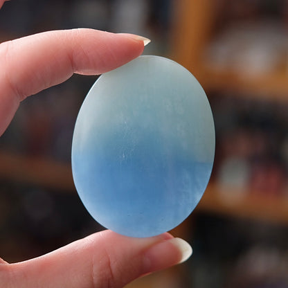 Aquamarine Palm | Blue Aquamarine Crystal Palmstone