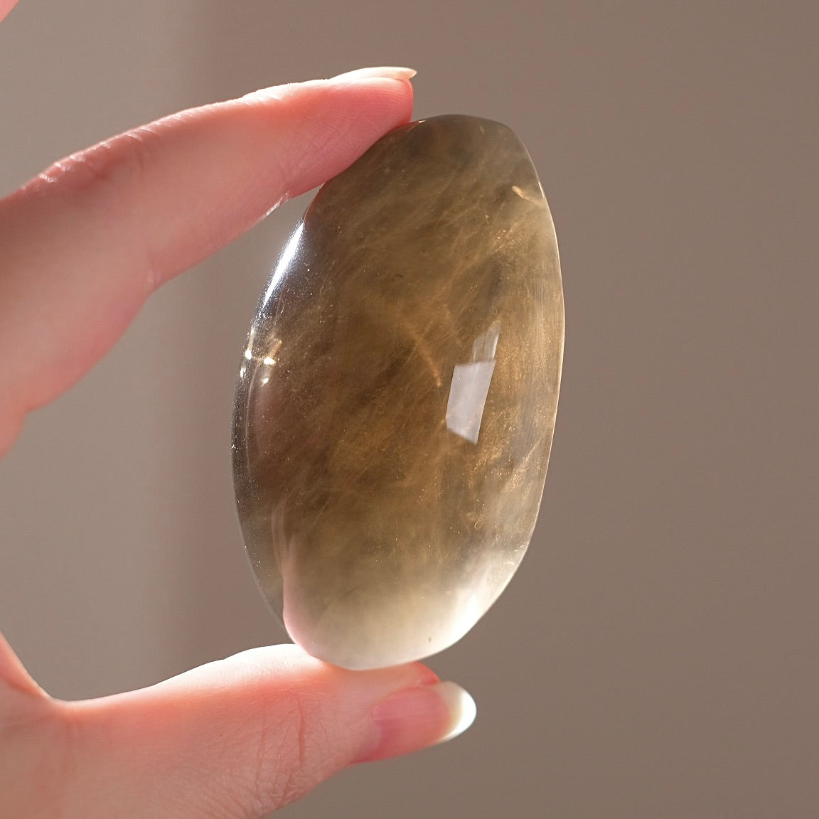 Rare Smokey Citrine Palm with Star Asterism | Crystal Palmstone