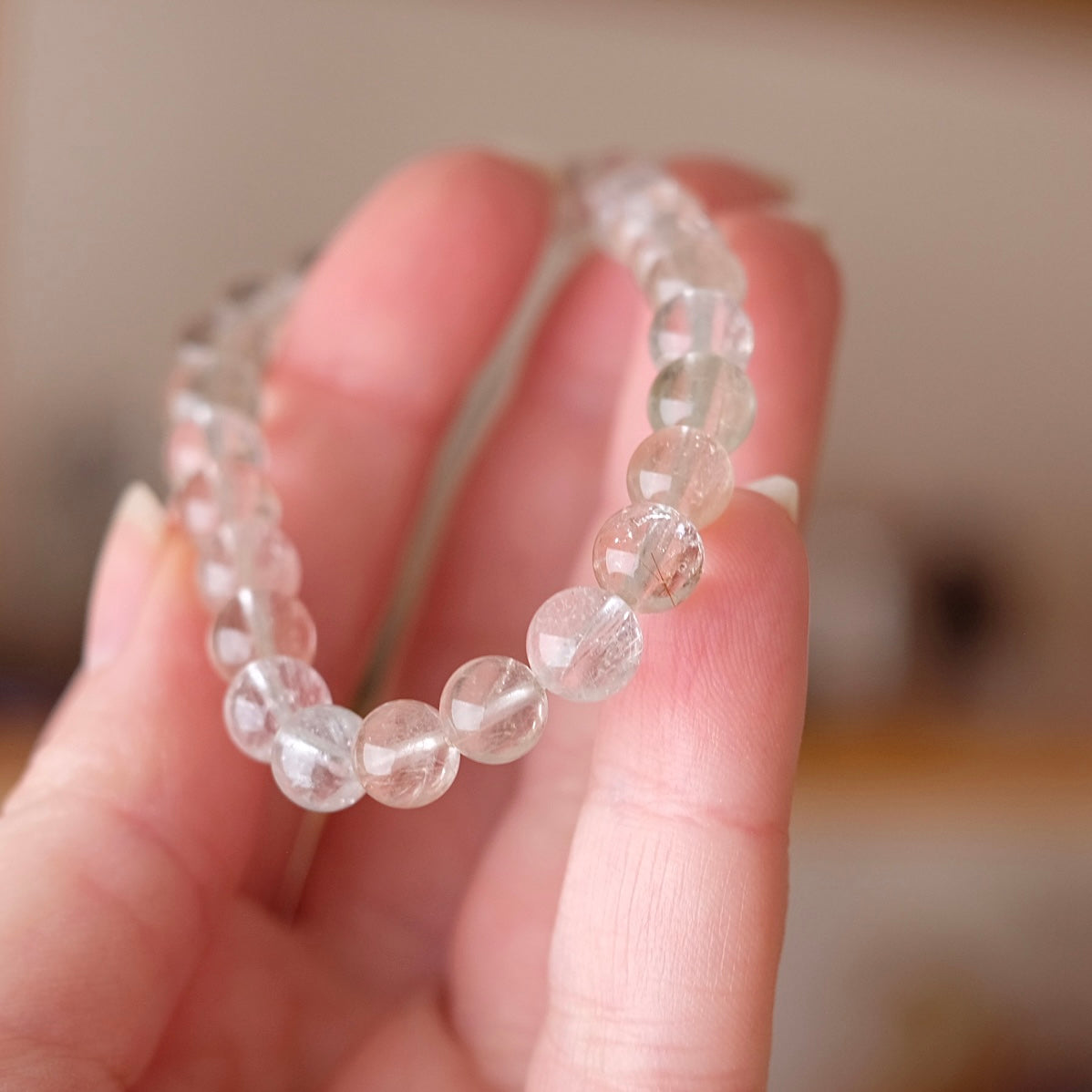 Silver Rutile Quartz Bracelet | Crystal Stretch Bracelet