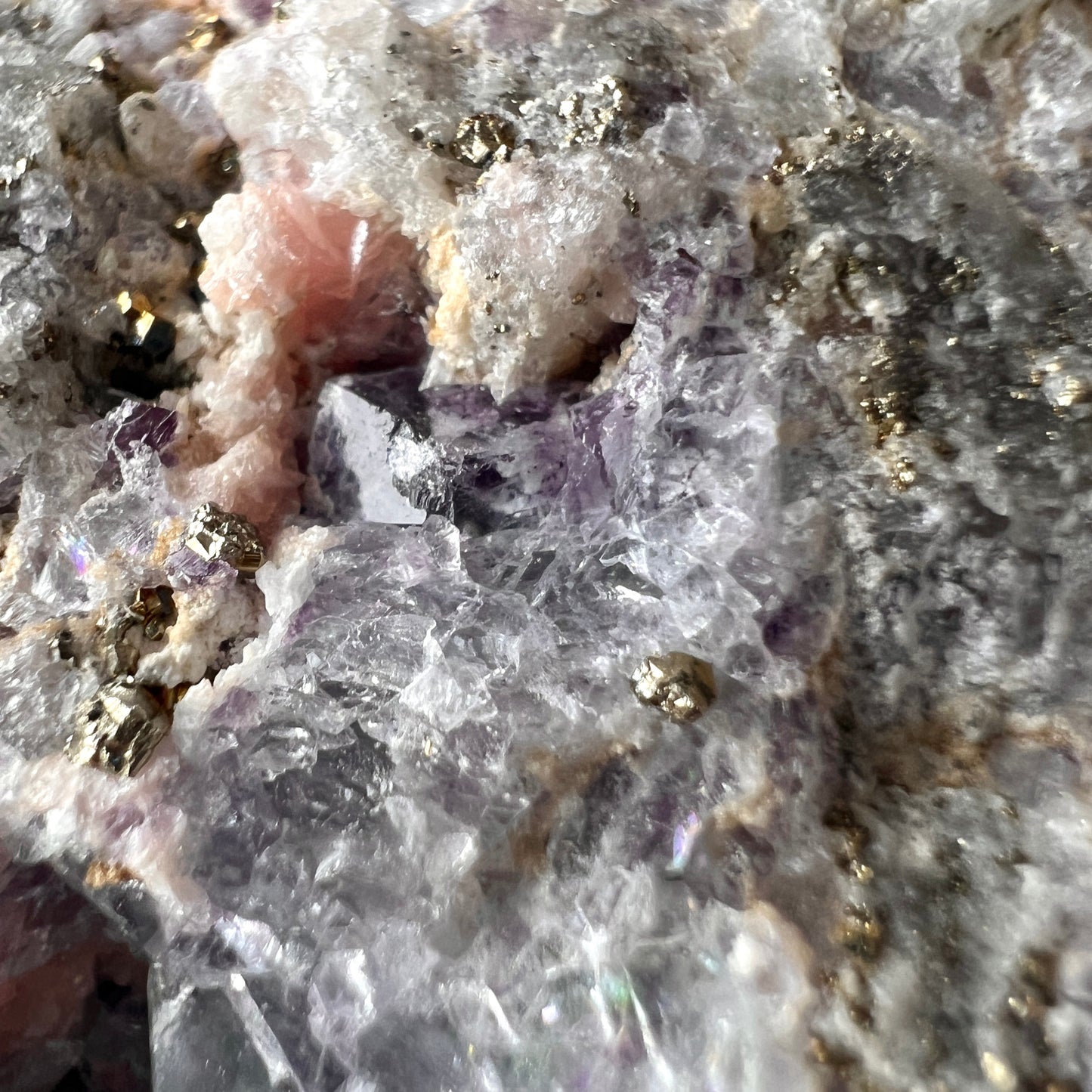 Rhodochrosite + Fluorite + Pyrite Specimen | Rhodochrosite Natural Crystal