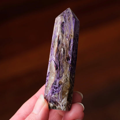 High Grade Charoite Point | Purple Charoite Crystal Tower