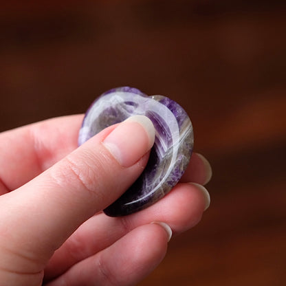 Amethyst Worry Stone | Heart Shaped Crystal Thumb Stone