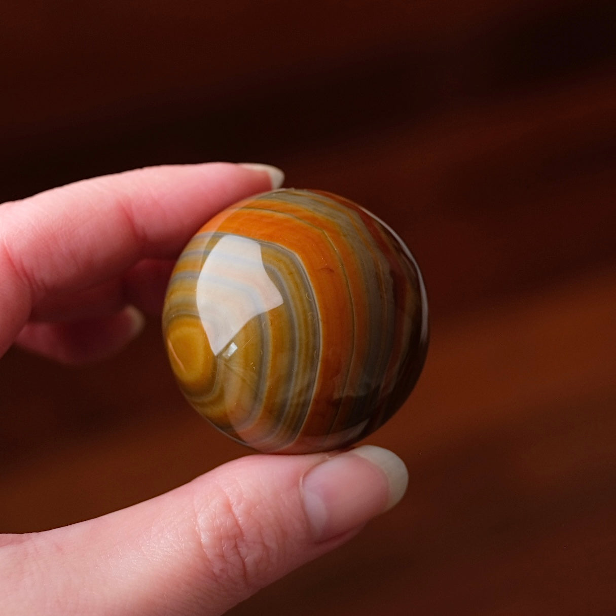 Sardonyx Sphere | Banded Orange Agate Crystal Sphere