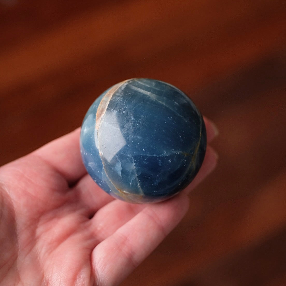 Lemurian Aquatine Calcite Sphere | Blue Onyx Crystal Sphere