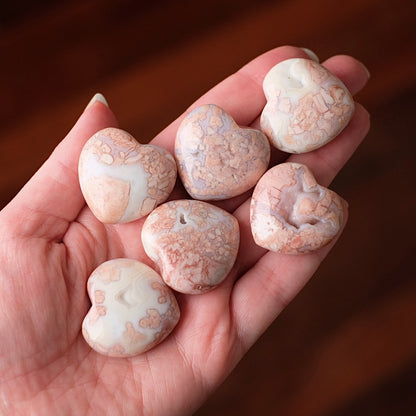 Cotton Candy Agate Hearts | Pink Agate Crystal Heart
