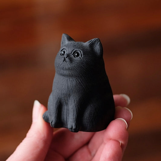 Black Obsidian Cat Carving | Crystal Cat