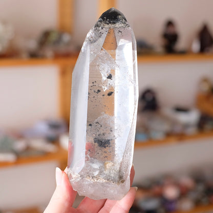 XL Black Phantom Lemurian Quartz Point | Black Lemurian Seed Crystal