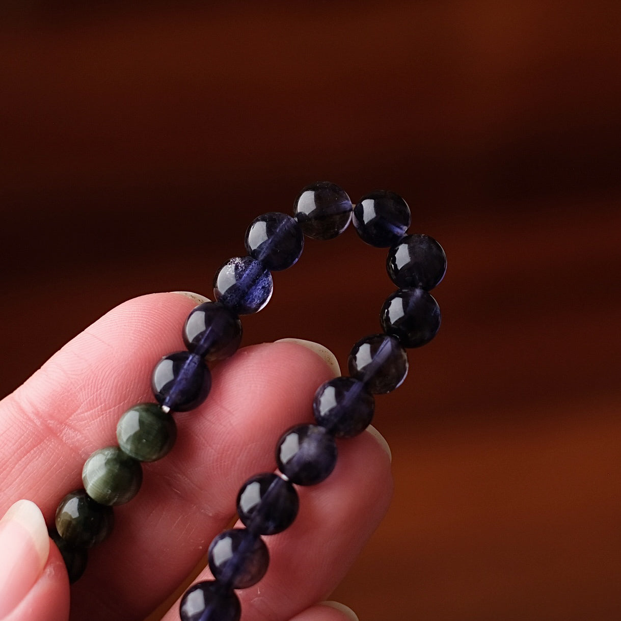 Gem Iolite & Seraphinite Crystal Bracelet | OOAK Crystal Bracelet