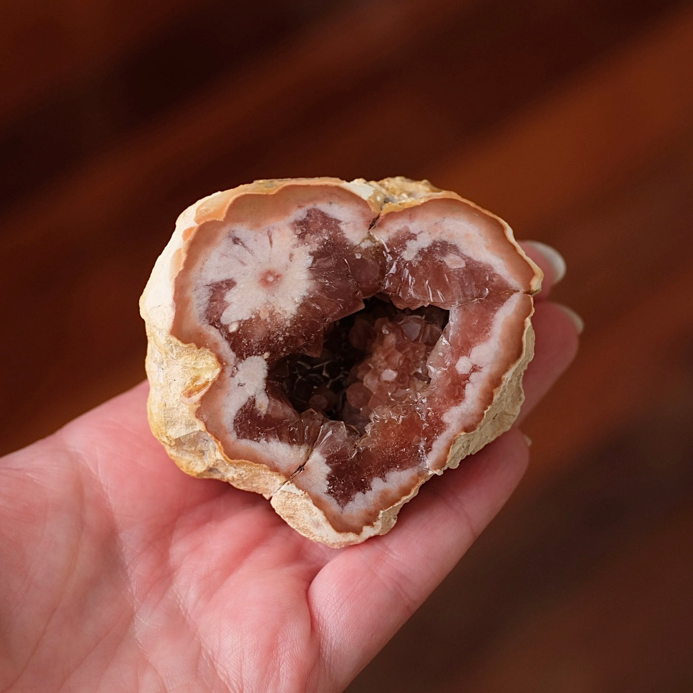 Raspberry Pink Amethyst Geode | Polished Pink Amethyst Crystal Specimen 1