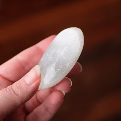 Flashy Satin Spar Palm | Selenite Palmstone