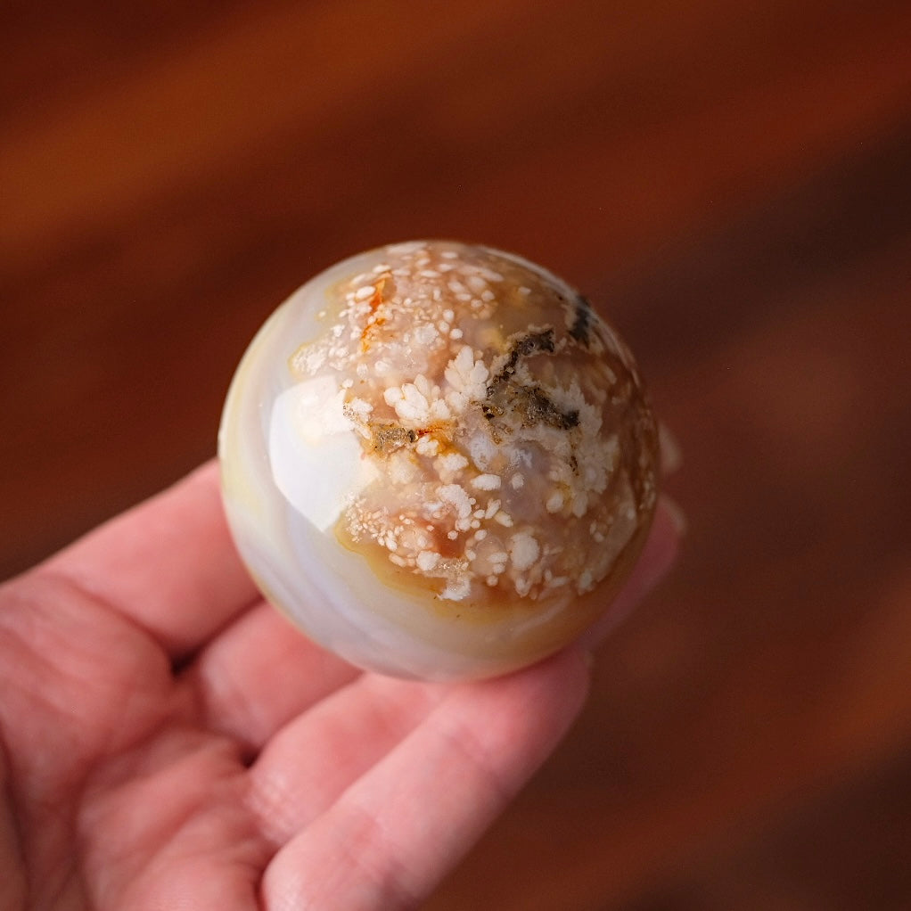 Flower Agate Sphere | Cherry Blossom Agate Crystal Sphere