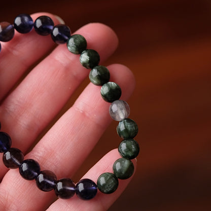 Gem Iolite & Seraphinite Crystal Bracelet | OOAK Crystal Bracelet