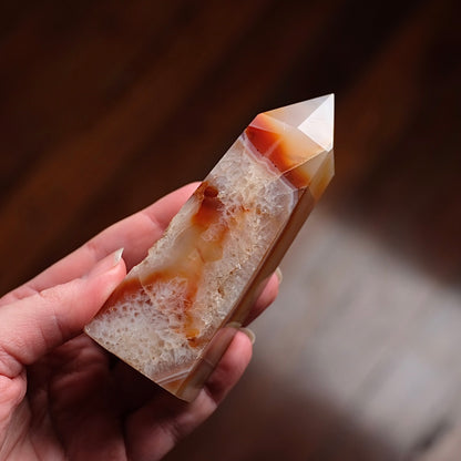 Druzy Carnelian Tower | Carnelian + Quartz Crystal Point