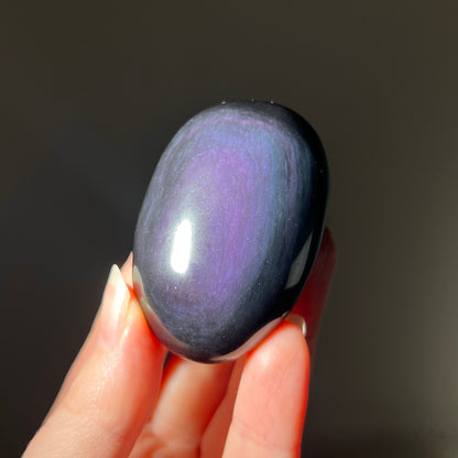 Rainbow Obsidian Palm | Velvet Obsidian Crystal Palmstone