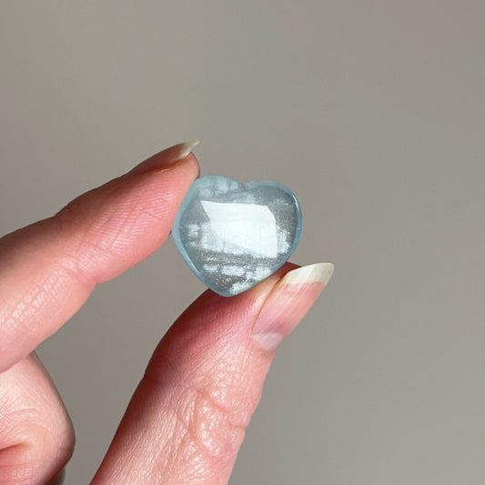 Aquamarine Heart | Blue Aquamarine Crystal Heart