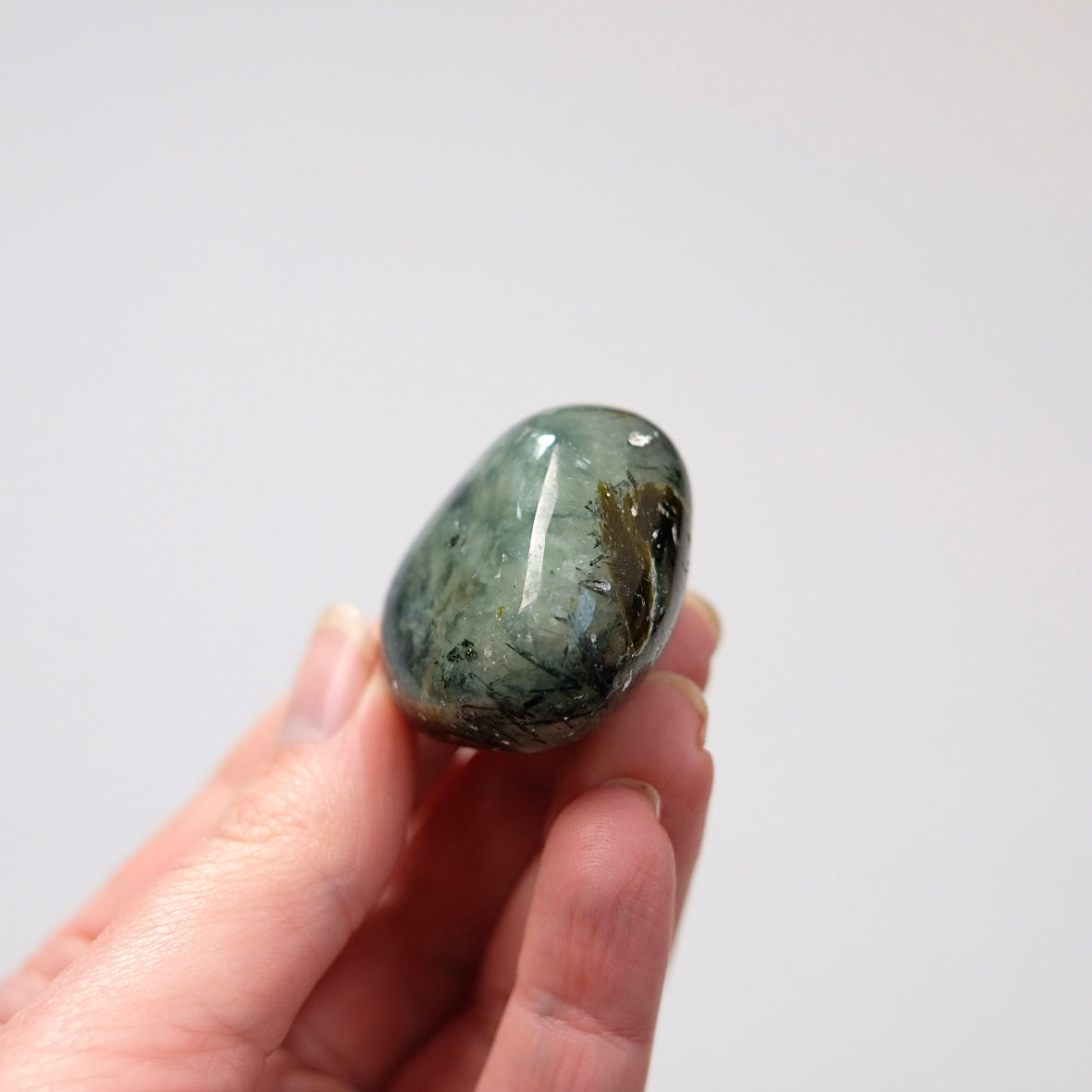 Prehnite Pocket Stone | Prehnite & Epidote Tumbled Crystal