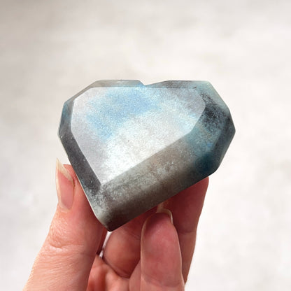 Trolleite Heart | Blue Trolleite Faceted Crystal Heart